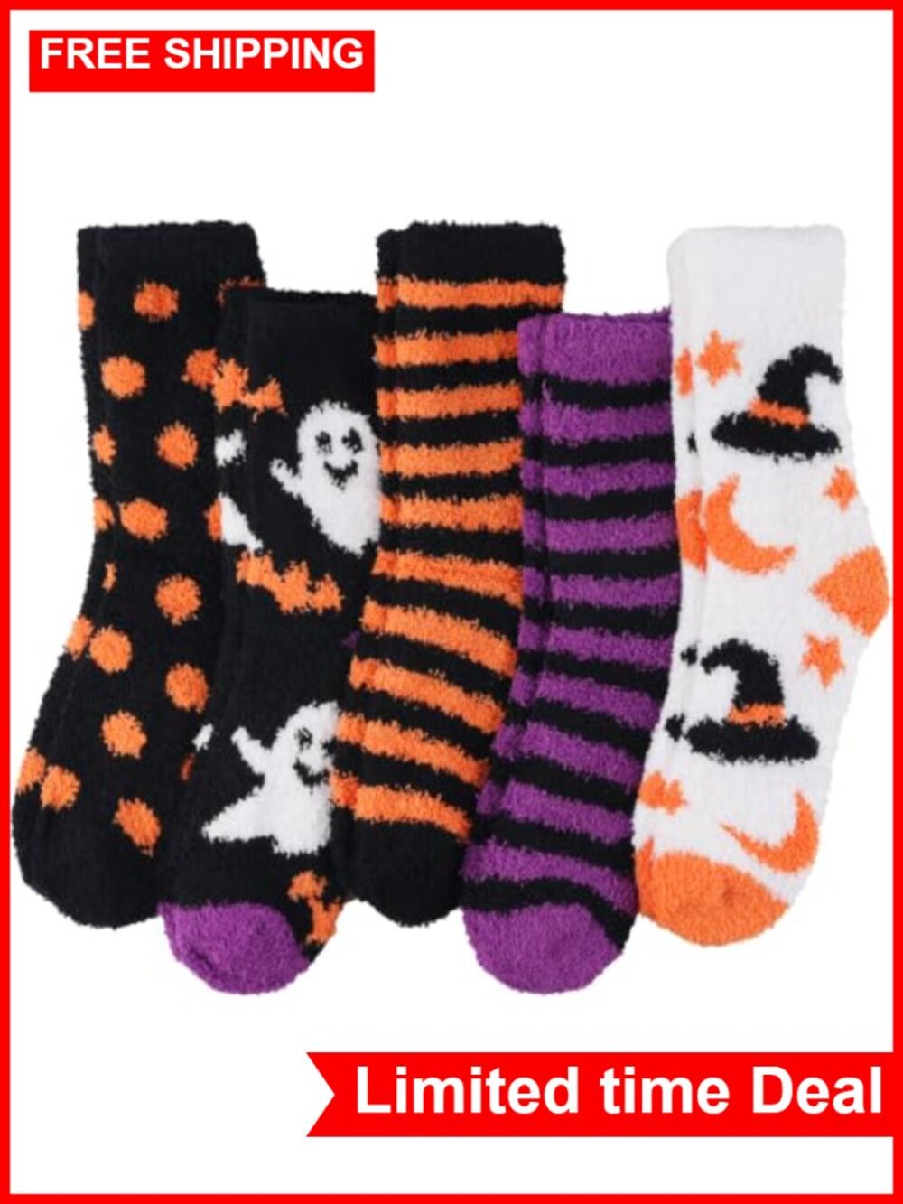 Cozy Plush Microfiber Slipper Socks for Women, 5 Pack - Fuzzy Warm Winter